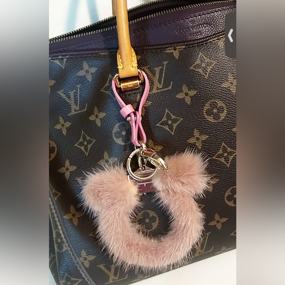 Authentic Salvatore Ferragamo RARE / HTF Antique Rose & Pink Fur Logo Bag Charm